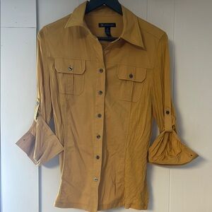 INC International Concepts Women's Mustard Button-Up Top